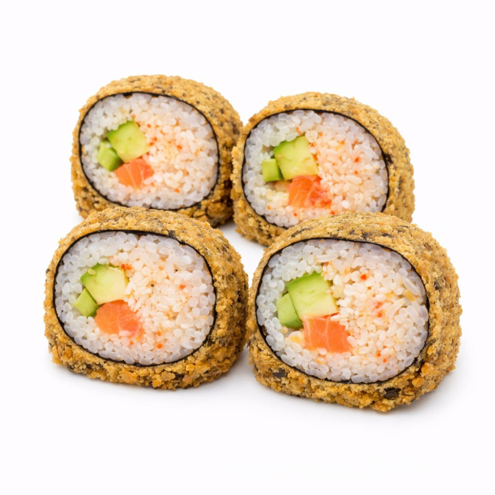 Жаренный ролл с лососем и авокадо, 4 шт.